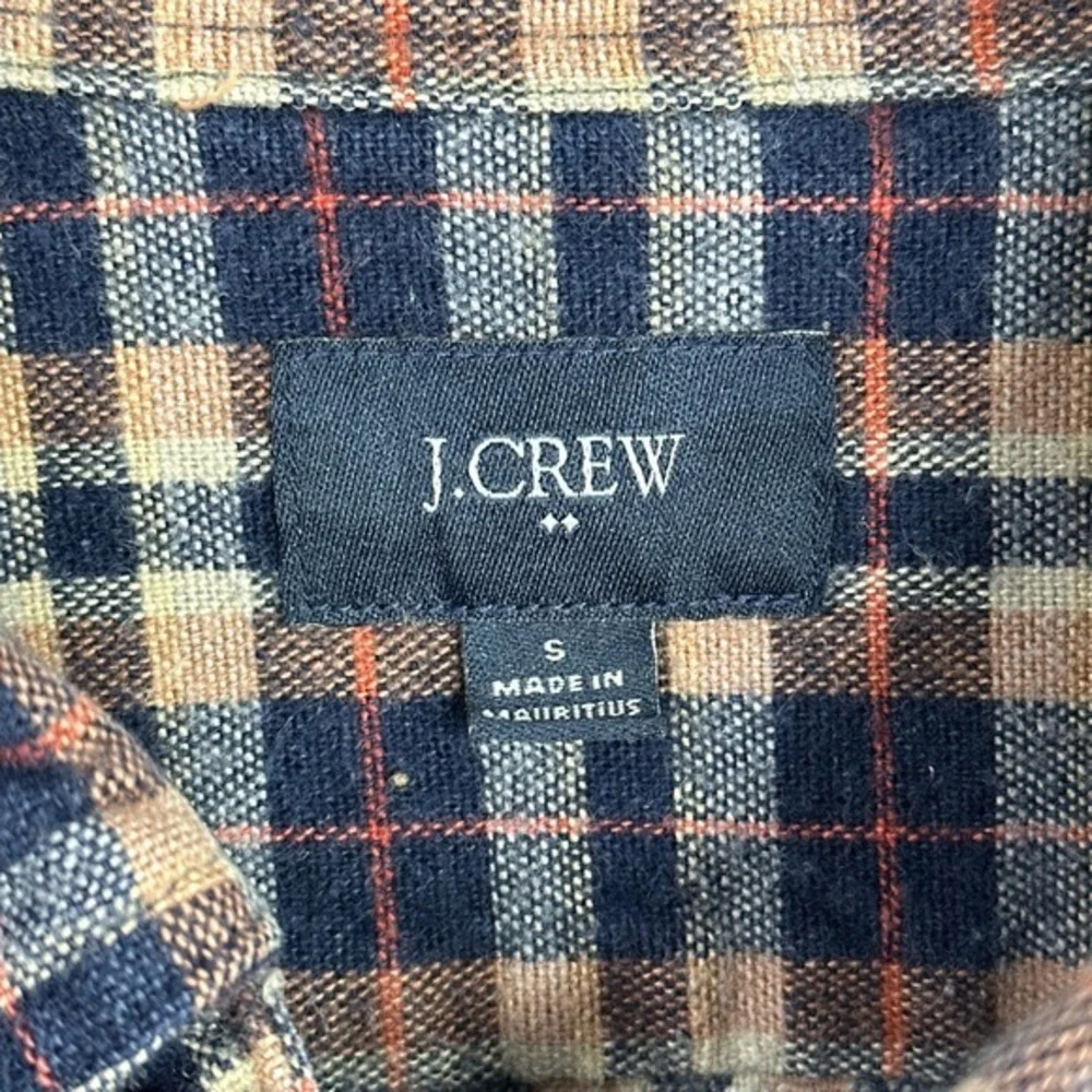 J.Crew Shirt Mens‎ Small Brown Plaid Elbow Patch Hunting Outdoor Hiking Gorpcore